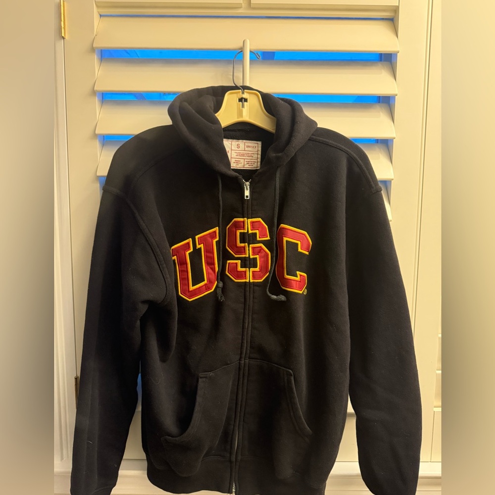 Black USC Zip up Hoodie Kangaroo pockets Unisex Small